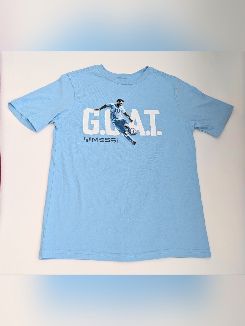 Unisex Kids' (Size 10/12) Soccer Lionel Messi G.O.A.T. Short Sleeve Tee/T-shirt
